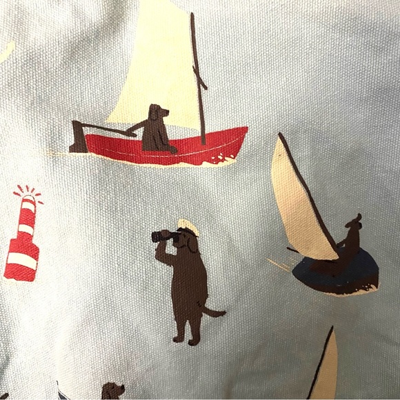 Hatley Nautical Beach Tote Sailing Dogs Rope Handles 100% Cotton Boats Sailor - Picture 4 of 10